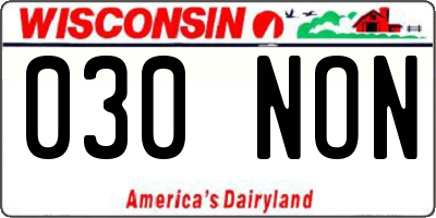 WI license plate 030NON
