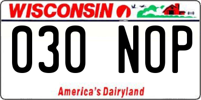 WI license plate 030NOP