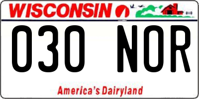 WI license plate 030NOR