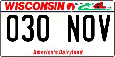 WI license plate 030NOV