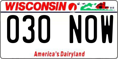 WI license plate 030NOW