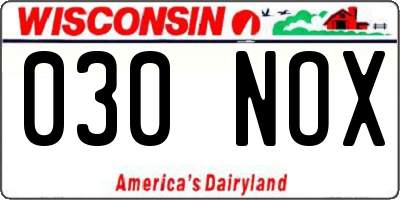 WI license plate 030NOX