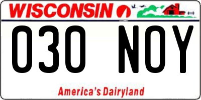 WI license plate 030NOY