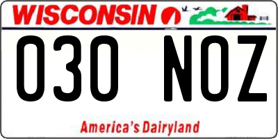 WI license plate 030NOZ