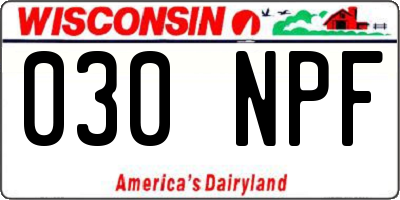 WI license plate 030NPF