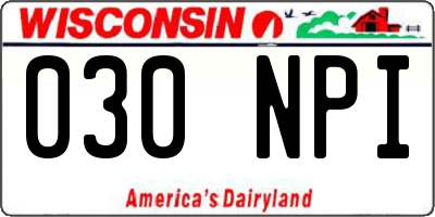 WI license plate 030NPI