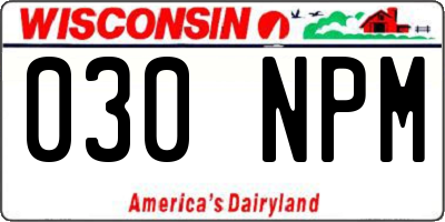 WI license plate 030NPM