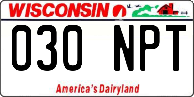 WI license plate 030NPT