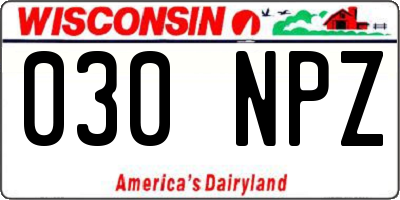 WI license plate 030NPZ