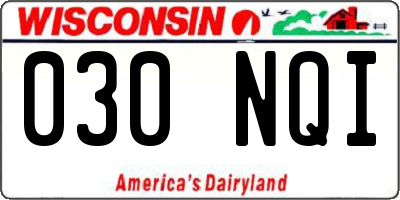 WI license plate 030NQI