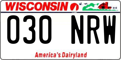 WI license plate 030NRW