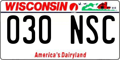 WI license plate 030NSC