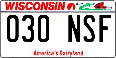 WI license plate 030NSF
