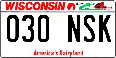 WI license plate 030NSK