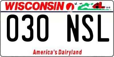 WI license plate 030NSL