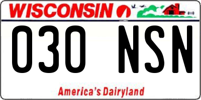 WI license plate 030NSN