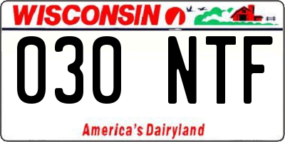 WI license plate 030NTF