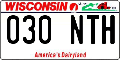 WI license plate 030NTH