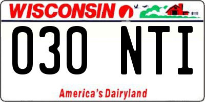 WI license plate 030NTI