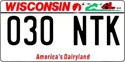 WI license plate 030NTK
