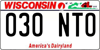 WI license plate 030NTO