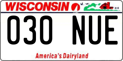 WI license plate 030NUE