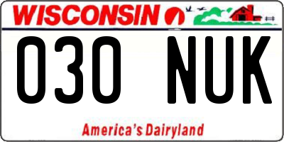 WI license plate 030NUK