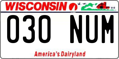 WI license plate 030NUM