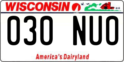 WI license plate 030NUO