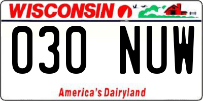 WI license plate 030NUW