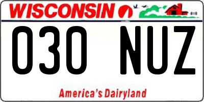 WI license plate 030NUZ