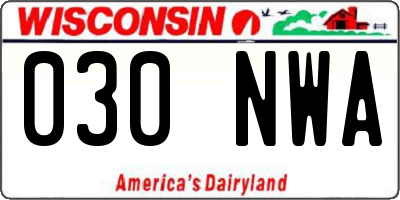 WI license plate 030NWA