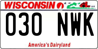 WI license plate 030NWK