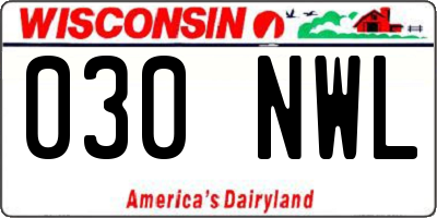 WI license plate 030NWL
