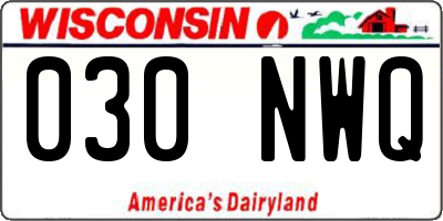 WI license plate 030NWQ