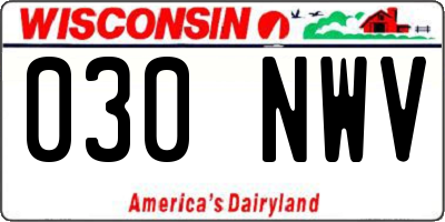 WI license plate 030NWV