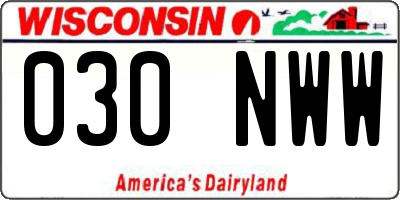 WI license plate 030NWW
