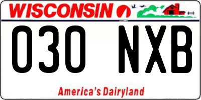 WI license plate 030NXB