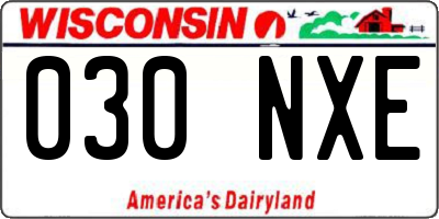WI license plate 030NXE