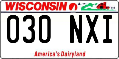 WI license plate 030NXI