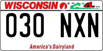 WI license plate 030NXN