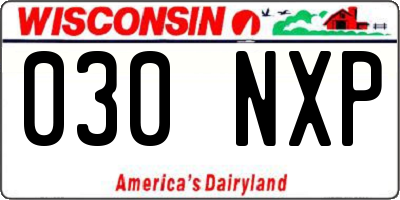 WI license plate 030NXP
