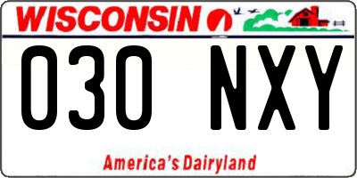 WI license plate 030NXY