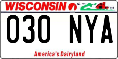 WI license plate 030NYA