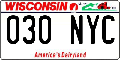 WI license plate 030NYC