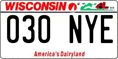 WI license plate 030NYE
