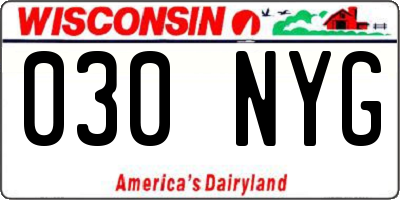 WI license plate 030NYG