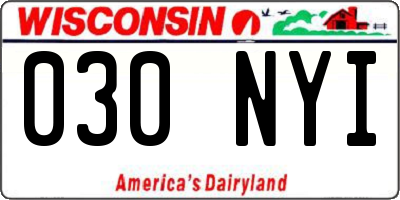 WI license plate 030NYI