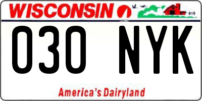 WI license plate 030NYK