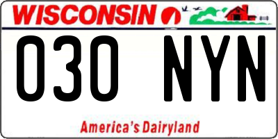 WI license plate 030NYN